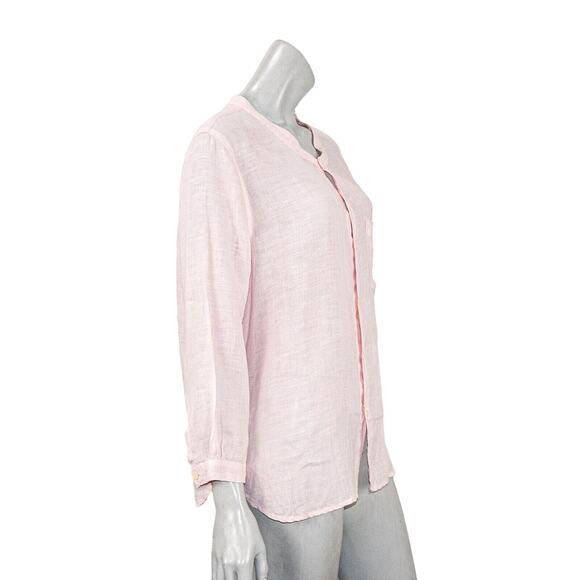 CP SHADES Women's Linen Band collar Button up Blouse in Light Pink Size Large - Picture 3 of 8